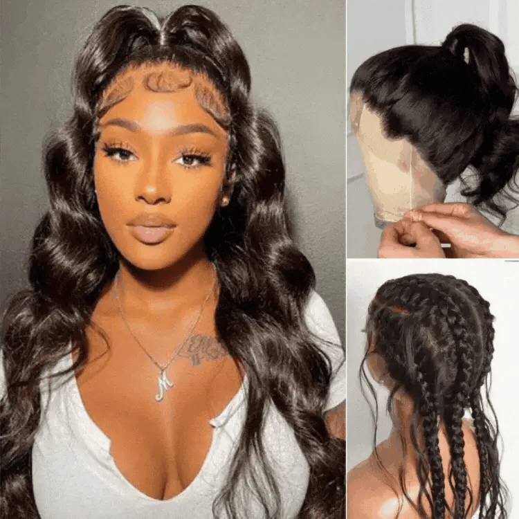 Exclusive Sale | Halo Hair Style Hair Full Lace Classy Natural Black Body Wave / Straight Free Parting Half Up Half Down Wig
