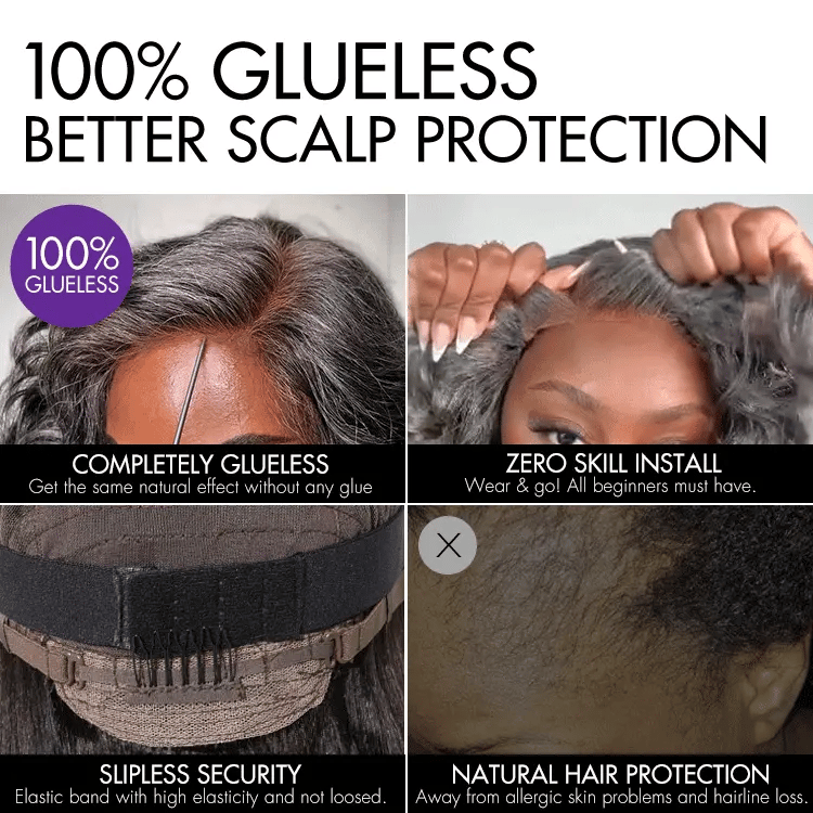 New Customers Only | Salt and Pepper Short Pixie Cut Wig Glueless Minimalist HD Lace Grey Wig Pre-Cut Lace