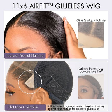AiryFit Scalp Care Wigs - Deep Parting Loose Body Wave Human Hair Wig 11x6 Frontal HD Lace Glueless Wig