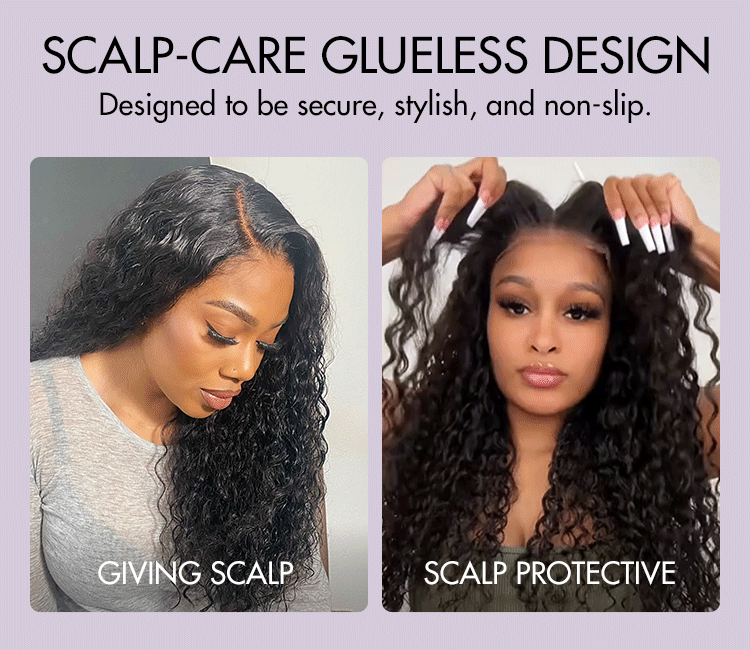 AiryFit™ Scalp Care Wigs | Effortless Water Wave Snugfit Glueless 5x5 Closure Pre-Cut Lace Curly Wig-21