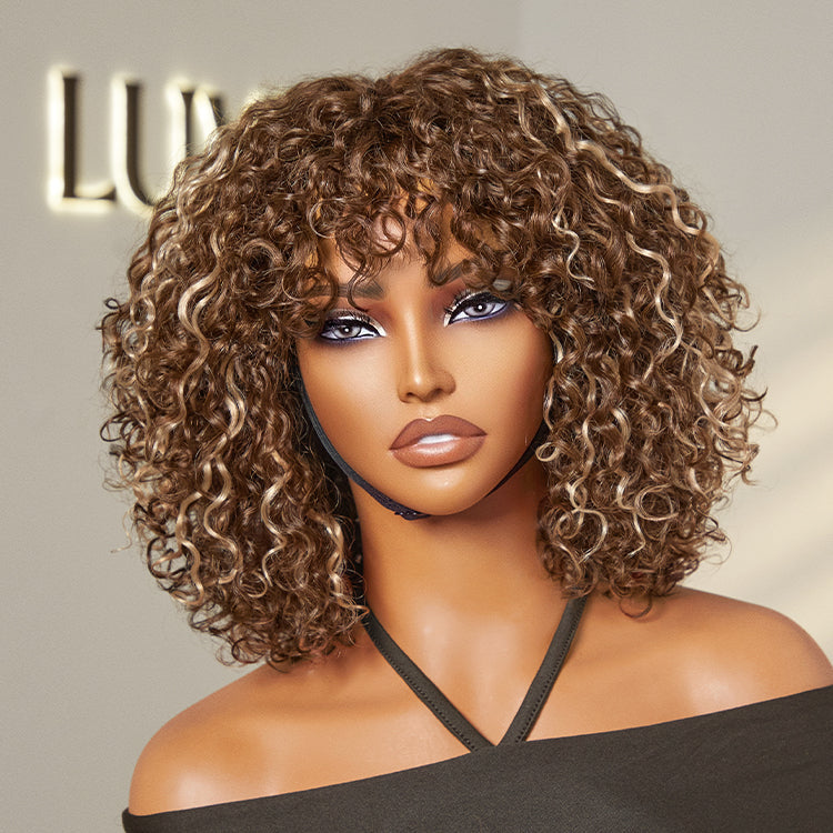 Exclusive Sale | Beginner Friendly Water Wave Minimalist Lace Glueless Short Wig with Bangs