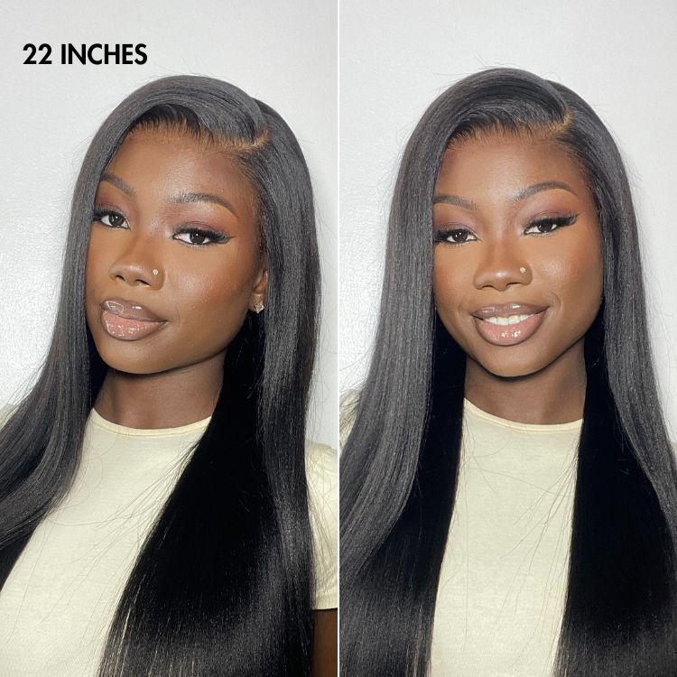 PreMax Wigs - Nature Max Yaki Straight Ear-to-ear 13x6 Frontal HD Lace Glueless Wig 100% Human Hair
