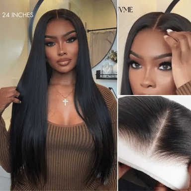 New Customers Only | PreMax Wigs - Halo Hair Style Hair Body Wave / Straight Glueless 13x4 Frontal Lace Long Wig Pre-Cut Lace