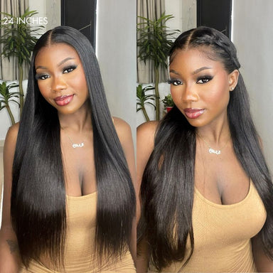 New Customers Only | PreMax Wigs - Halo Hair Style Hair Body Wave / Straight Glueless 13x4 Frontal Lace Long Wig Pre-Cut Lace