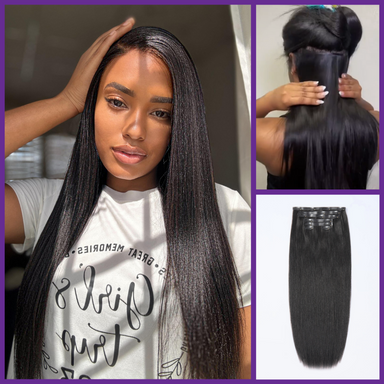 Melted Hair Natural Black Body Wave Clip-In Extensions – Style 9306