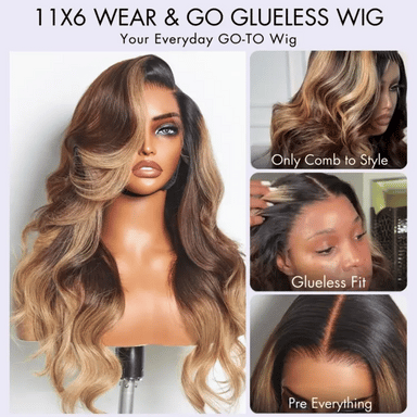 AiryFit Scalp Care Wigs - Deep Parting Loose Body Wave Human Hair Wig 11x6 Frontal HD Lace Glueless Wig