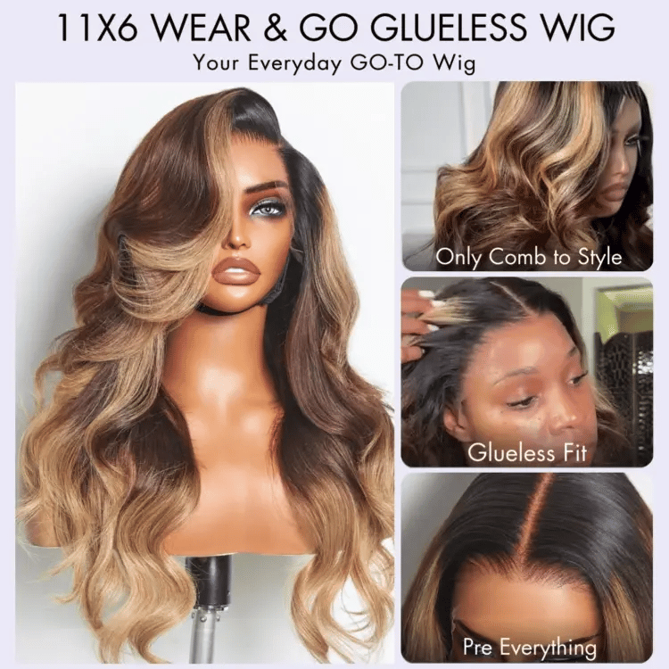AiryFit Scalp Care Wigs - Deep Parting Loose Body Wave Human Hair Wig 11x6 Frontal HD Lace Glueless Wig