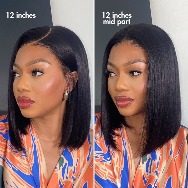 Melted Hair Natural Black Short Cut / Bob Wig Glueless 13x6 Frontal Wig