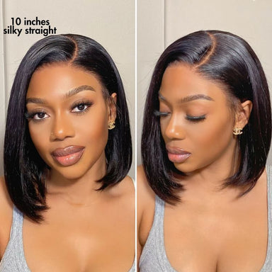 Melted Hair Natural Black Short Cut / Bob Wig Glueless 13x6 Frontal Wig