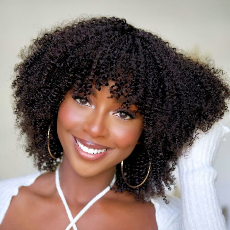 Breathable Cap Ready to Go Bouncy Jerry Curl Glueless Minimalist Lace Curly Wig with Bangs