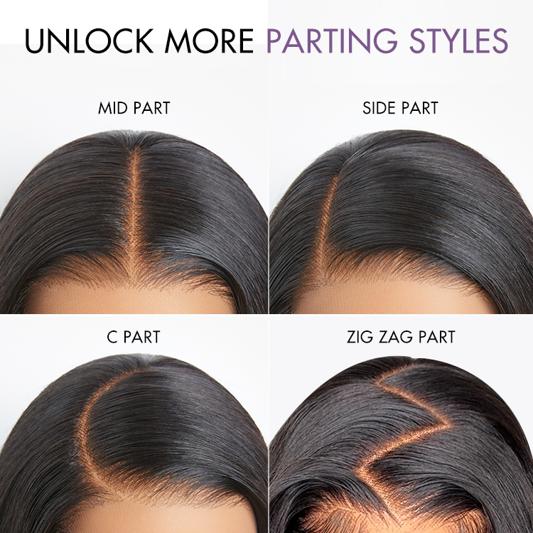 Halo Hair Style All-Day Comfort Wig 180% Density Ombre Brown Butterfly Cut Layered Light Yaki Straight Glueless 7x6 Closure HD Lace Short Wig Pre-Cut Lace