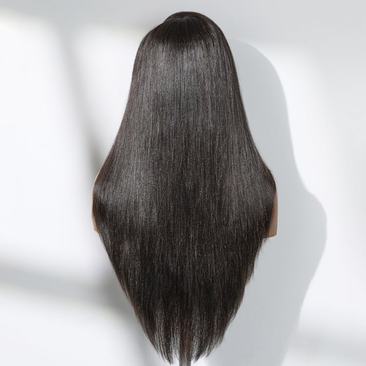 New Customers Only | Halo Hair Style All-Day Comfort Wig Layered Light Yaki Straight Glueless 7x6 Closure HD Lace Human Hair Wig Pre-Cut Lace