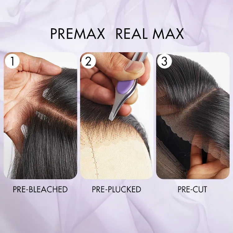 AiryFit Scalp Care Wigs - Silky Straight Middle Part Glueless 5x5 Closure Lace Long Wig Pre-Cut Lace