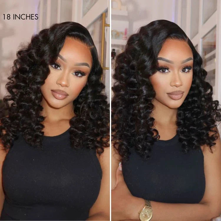 Halo Hair Style All-Day Comfort Wig 180% Density Bouncy Wand Curly 7x6 Closure HD Glueless Wig Pre-Cut Lace