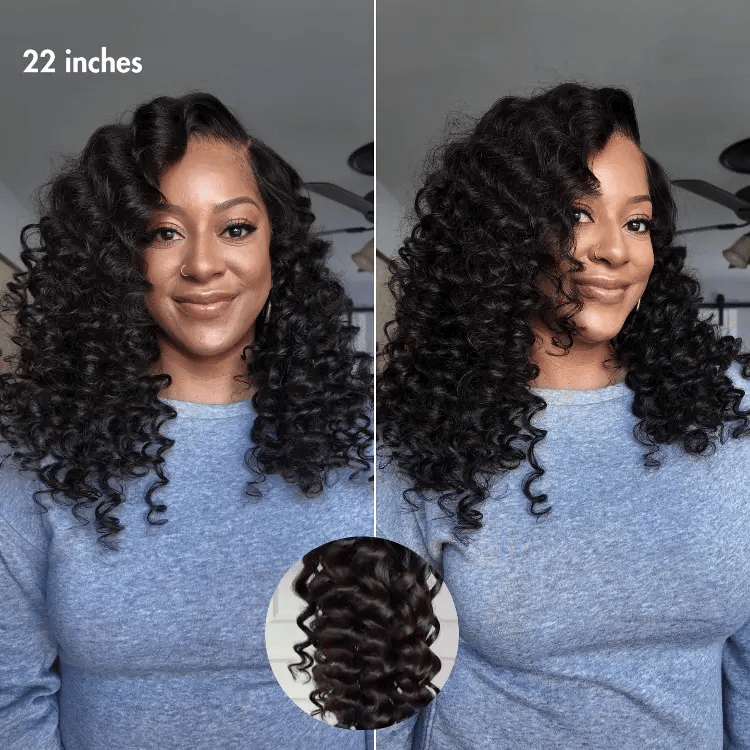Halo Hair Style All-Day Comfort Wig 180% Density Bouncy Wand Curly 7x6 Closure HD Glueless Wig Pre-Cut Lace