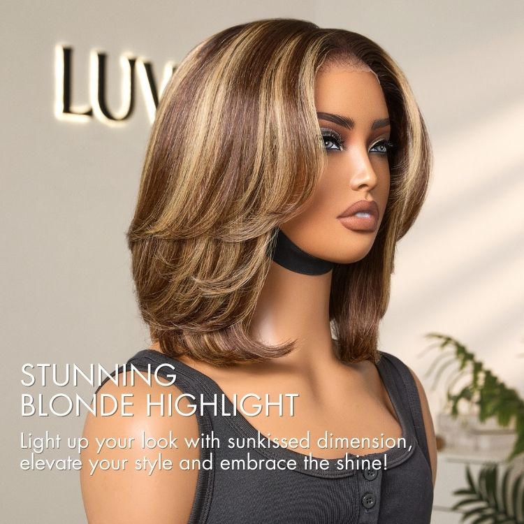 Weekly Special | Blonde Highlight Short Layered Bob Wig Glueless 5x5 Closure Pre-Cut Lace Wig All Head Sizes Fit Cap