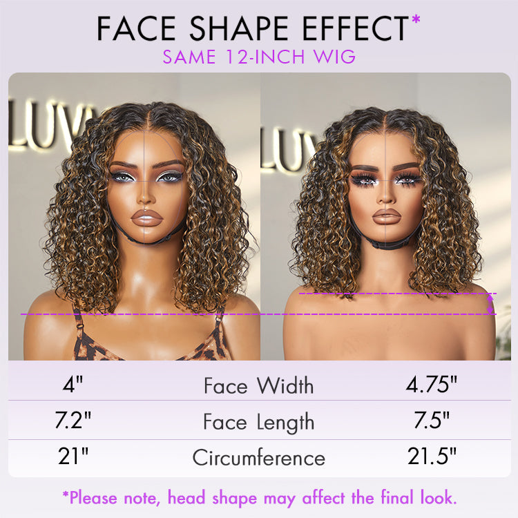 New Customers Only | Brown Highlight / Natural Black / Blonde Highlight Deep Curly Glueless 5x5 Closure Pre-Cut Lace Wig