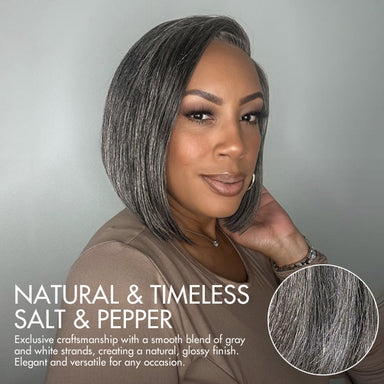 AiryFit Scalp Care Wigs -Salt and Pepper Glueless Minimalist HD Lace Bob Wig Pre-Cut Lace - US Only