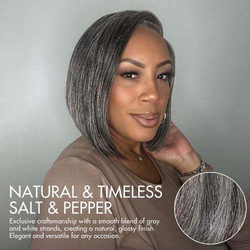 AiryFit Scalp Care Wigs -Salt and Pepper Glueless Minimalist HD Lace Bob Wig Pre-Cut Lace - US Only