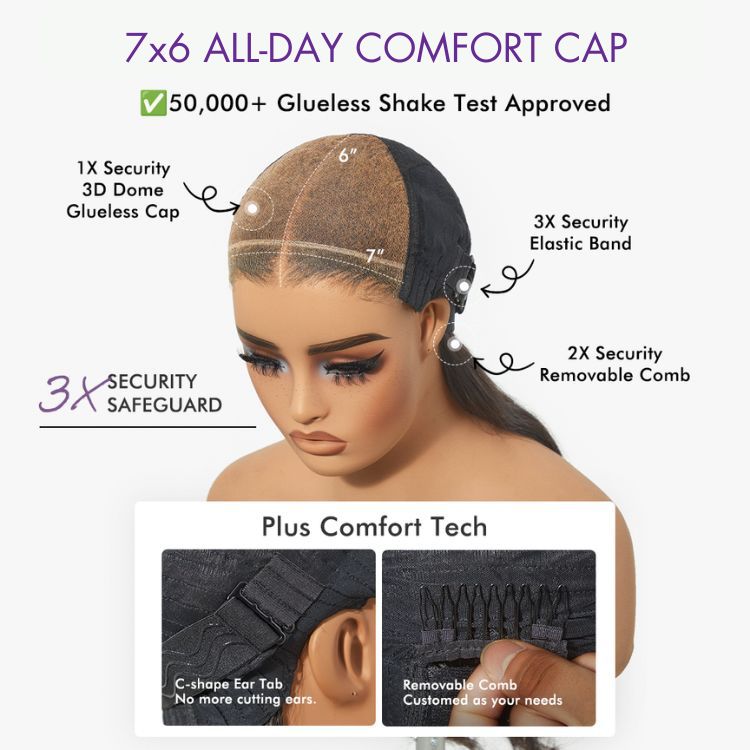 Halo Hair Style All-Day Comfort Wig 180% Density Honey Golden Blonde Loose Body Wave 7x6 Closure HD Lace Human Hair Wig Pre-Cut Lace