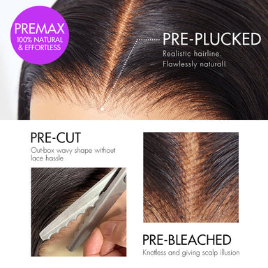 Halo Hair Style Flexiwig PreMax Wigs | Water Wave Flexi-Fit Invisi Drawstring Cap 360 Lace Long Curly Wig Pre-Cut Lace
