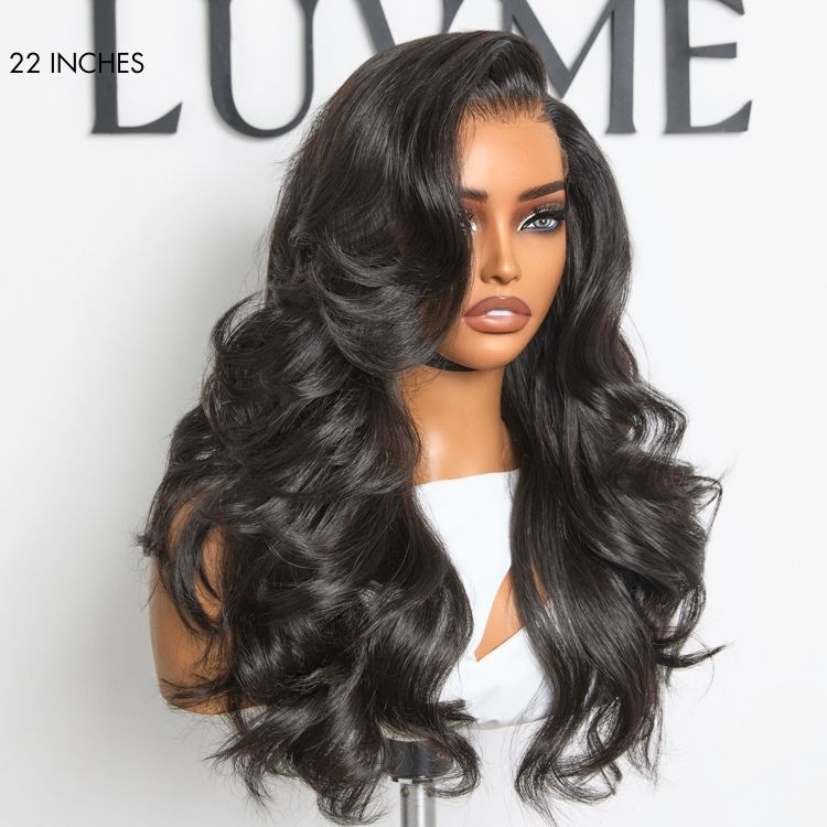 Halo Hair Style All-Day Comfort Wig 180% Density Butterfly Cut Layered Loose Body Wave Glueless 7x6 Closure HD Lace Human Hair Wig Pre-Cut Lace
