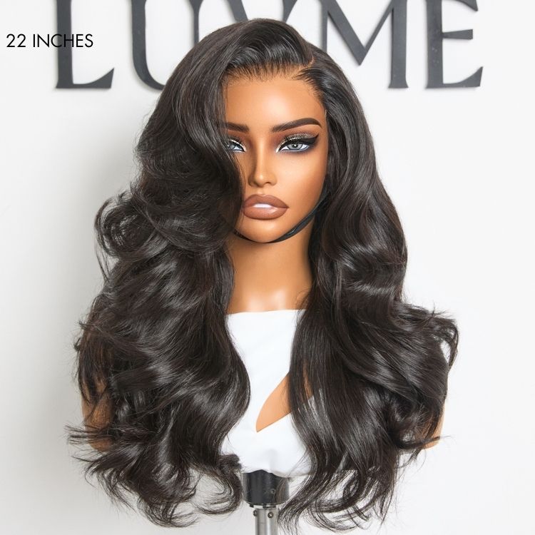 Halo Hair Style All-Day Comfort Wig 180% Density Butterfly Cut Layered Loose Body Wave Glueless 7x6 Closure HD Lace Human Hair Wig Pre-Cut Lace