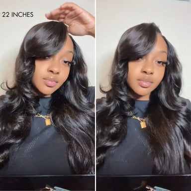 Halo Hair Style All-Day Comfort Wig 180% Density Butterfly Cut Layered Loose Body Wave Glueless 7x6 Closure HD Lace Human Hair Wig Pre-Cut Lace
