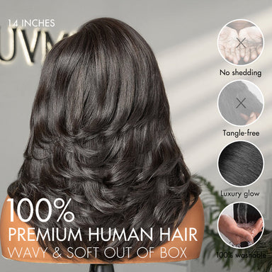 Halo Hair Style Hair-Effortlessly Chic Butterfly Cut Layered Wavy Glueless HD Minimalist Lace Short Wig