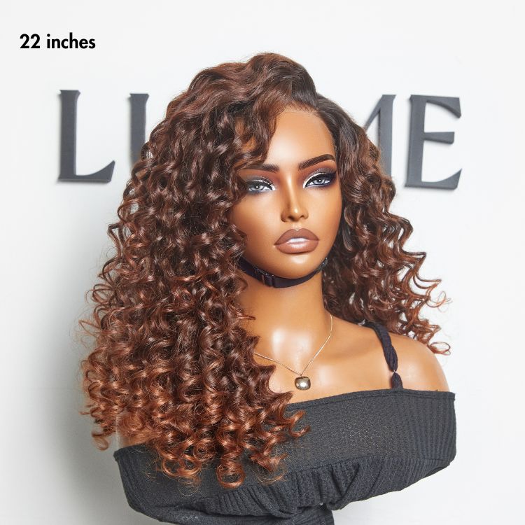 Halo Hair Style Hair PartingMax Glueless Wig Ombre Copper Brown Water Wave 7x6 Closure HD Lace Wig  - US Only