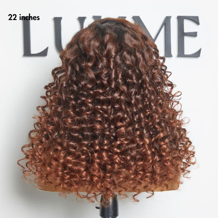 Halo Hair Style Hair PartingMax Glueless Wig Ombre Copper Brown Water Wave 7x6 Closure HD Lace Wig  - US Only