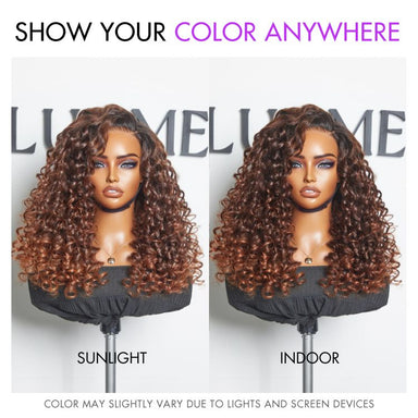 Halo Hair Style Hair PartingMax Glueless Wig Ombre Copper Brown Water Wave 7x6 Closure HD Lace Wig  - US Only