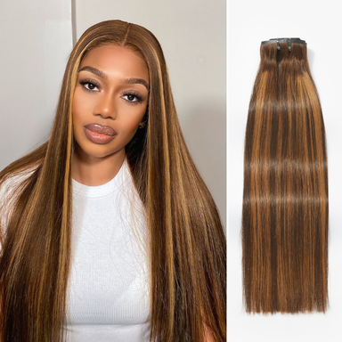 Melted Hair Brown Highlights Deep Wave Clip-In Extensions – Style 8810
