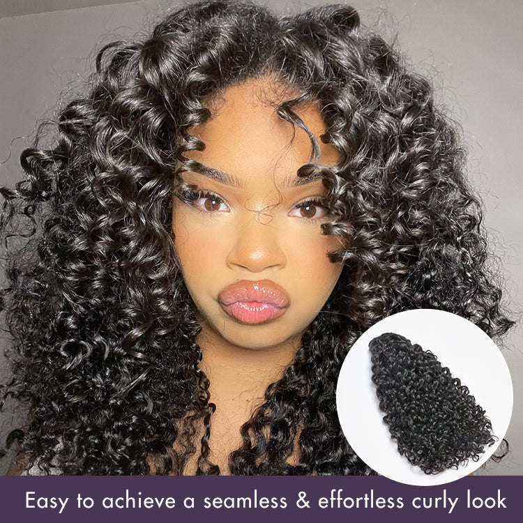 New Customers Only | Messy Burmese Curly Seamless Clip in Extensions Human Hair with Free Gift