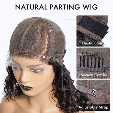 Put On and Go Salt and Pepper Layered Bob Glueless Pre-Cut Minimalist Lace Grey Wig