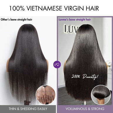 US Only - Halo Hair Style All-Day Comfort Wig 200% Density Bone Straight Glueless 7x6 Closure HD Lace Human Hair Wig Pre-Cut Lace