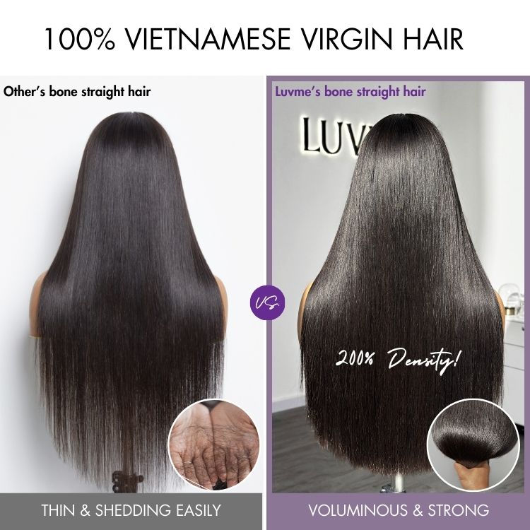 US Only - Halo Hair Style All-Day Comfort Wig 200% Density Bone Straight Glueless 7x6 Closure HD Lace Human Hair Wig Pre-Cut Lace
