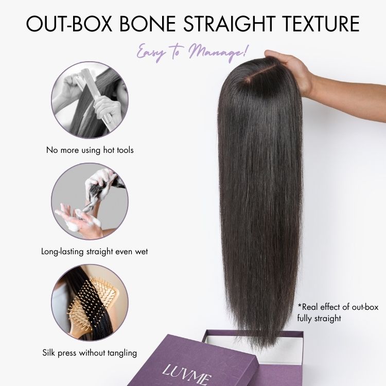 US Only - Halo Hair Style All-Day Comfort Wig 200% Density Bone Straight Glueless 7x6 Closure HD Lace Human Hair Wig Pre-Cut Lace