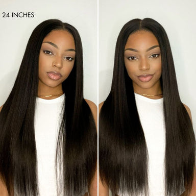 US Only - Halo Hair Style All-Day Comfort Wig 200% Density Bone Straight Glueless 7x6 Closure HD Lace Human Hair Wig Pre-Cut Lace