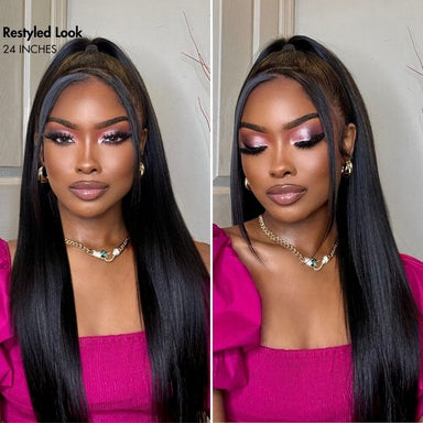 US Only - Halo Hair Style All-Day Comfort Wig 200% Density Bone Straight Glueless 7x6 Closure HD Lace Human Hair Wig Pre-Cut Lace