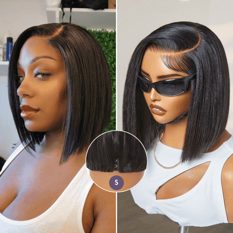 Halo Hair Style All-Day Comfort Wig Blunt Cut Bob Glueless Minimalist HD Lace Short Human Hair Wig Pre-Cut Lace
