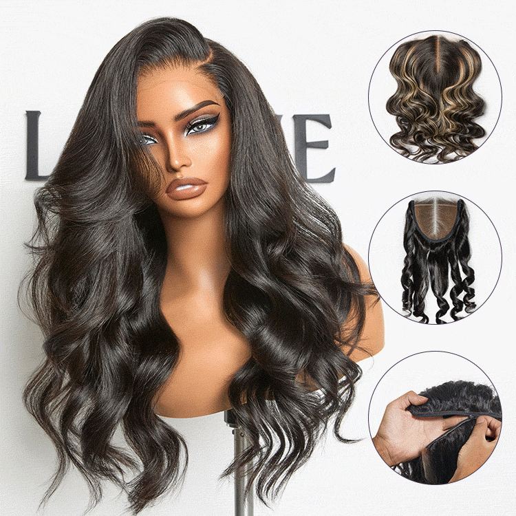 ZIP & GO WIGS | Natural Black Loose Body Wave Glueless 7x6 Closure HD Lace Wig Buy 1 Get 1 Free Replaceable Top