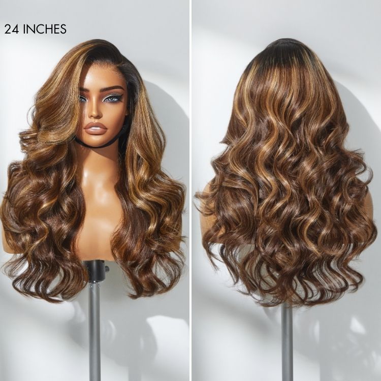 New Customers Only | Halo Hair Style All-Day Comfort Glueless Wig Loose Body Wave 7x6 Closure HD Lace Pre Cut & Plucked & Bleached Ready to Go