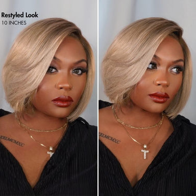 Halo Hair Style All-Day Comfort Wig Ash Blonde Blunt Cut Bob Glueless Minimalist HD Lace Short Bob Wig Pre-Cut Lace
