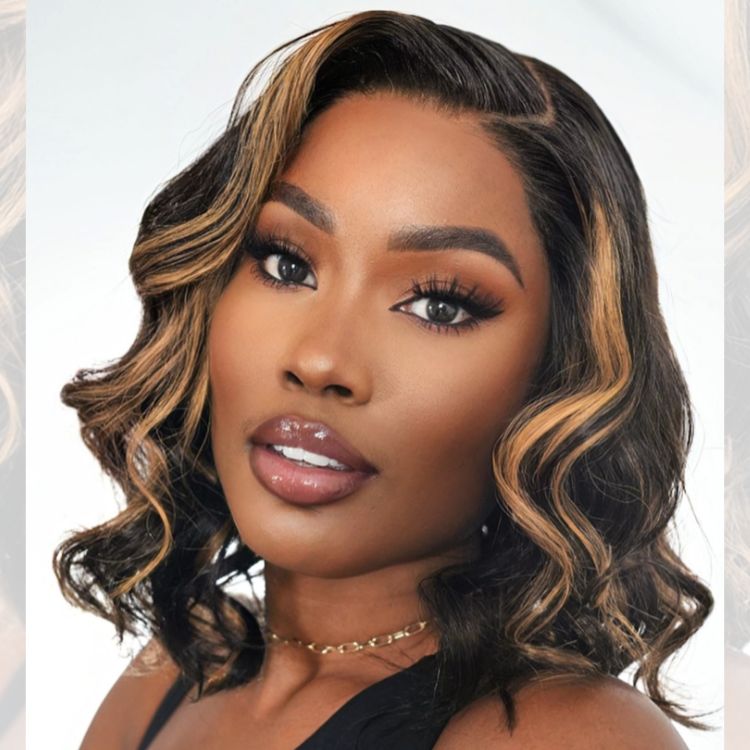 Halo Hair Style Hair Blonde Mix Loose Wave 5x5 Closure HD Lace Glueless Side Part Short Wig - US Only