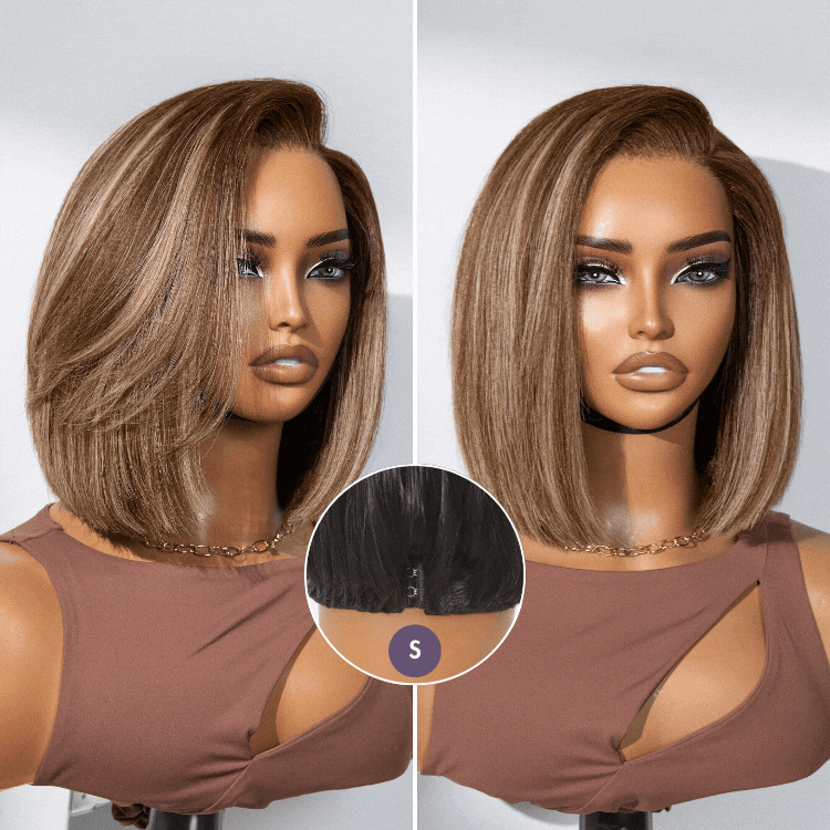 Halo Hair Style All-Day Comfort Wig Highlight Blunt Cut Bob Glueless Minimalist HD Lace Wig Pre-Cut Lace