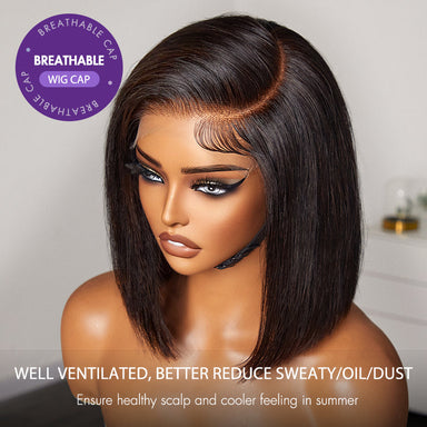 Special Deal | Halo Hair Style Hair PartingMax Glueless Wig Silky Blunt Bob Cut 7x6 Closure HD Lace Wig Breathable Cap