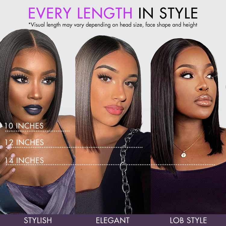 Halo Hair Style All-Day Comfort Wig Brown Highlight Blunt Cut Bob Glueless Minimalist HD Lace Wig Pre-Cut Lace