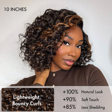 Halo Hair Style Hair Mature Bouncy Curl Left C Part Glueless Minimalist HD Lace Wig Pre-Cut Lace