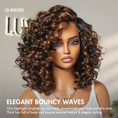 Halo Hair Style Hair Mature Bouncy Curl Left C Part Glueless Minimalist HD Lace Wig Pre-Cut Lace